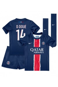 Paris Saint-Germain Desire Doue #14 Babyklær Hjemme Fotballdrakt til barn 2024-25 Korte ermer (+ Korte bukser)